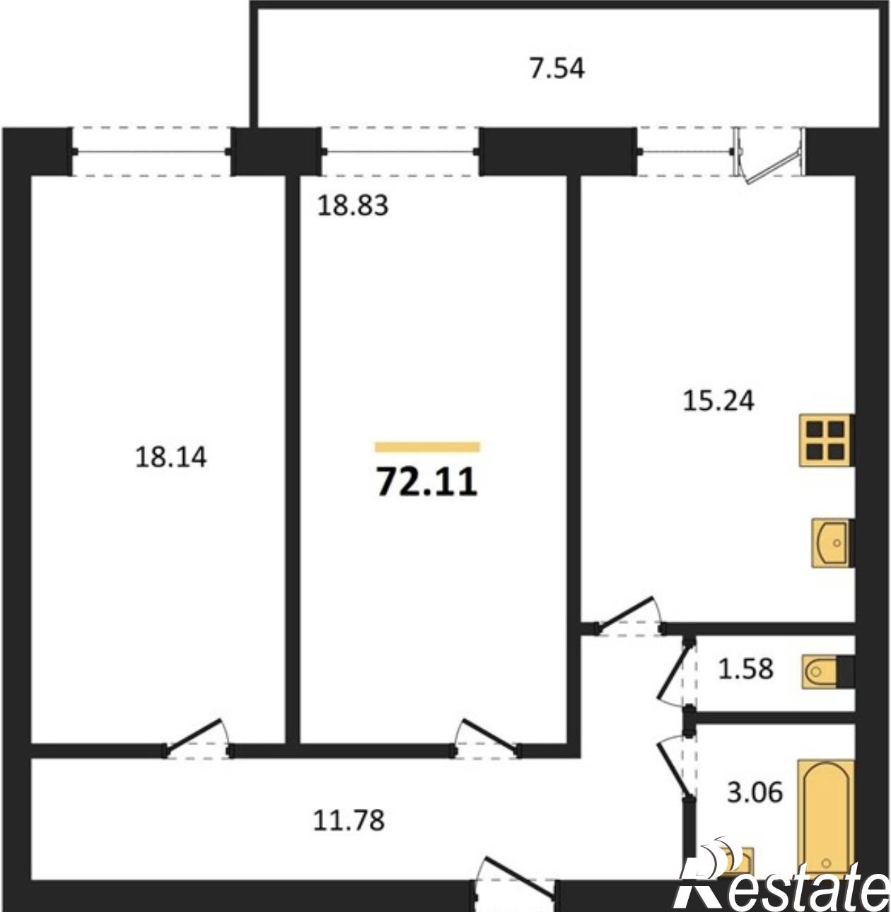 Купить квартиру за 12 658 700 рублей на 3-я просека, 100