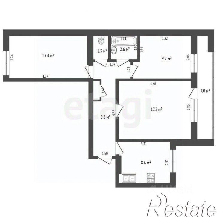 3-комн квартира Крайняя улица, 1,  д. 1