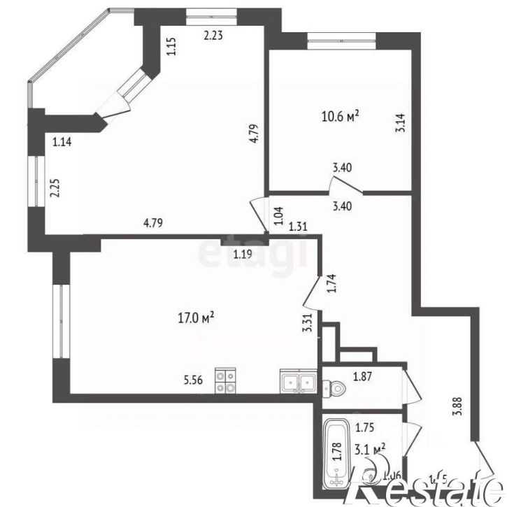 2-комн квартира Московское (18 км) шоссе, 33,  д. 33