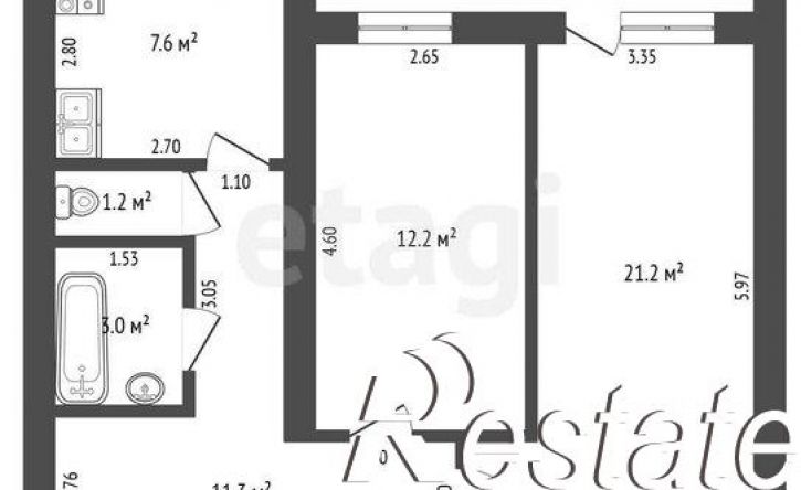 2-комн квартира улица Осипенко, 2Б,  д. 2Б