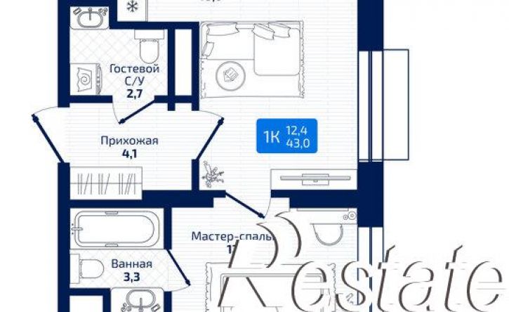 1-комн квартира в новом доме 8-я Радиальная улица, 31,  д. 31