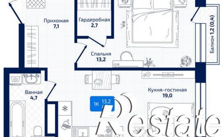 1-комн квартира в новом доме 8-я Радиальная улица, 31,  д. 31