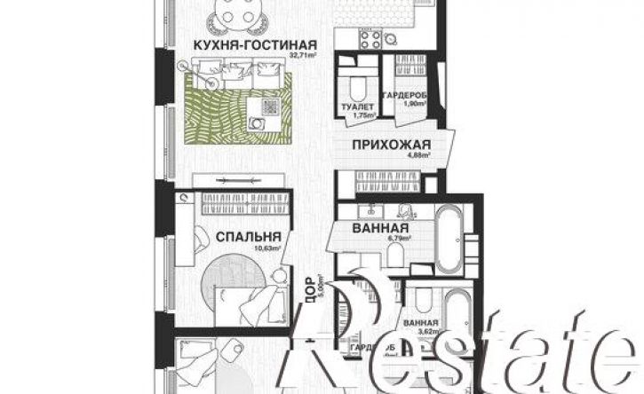 3-комн квартира в новом доме Парковый переулок, 3,  д. 3