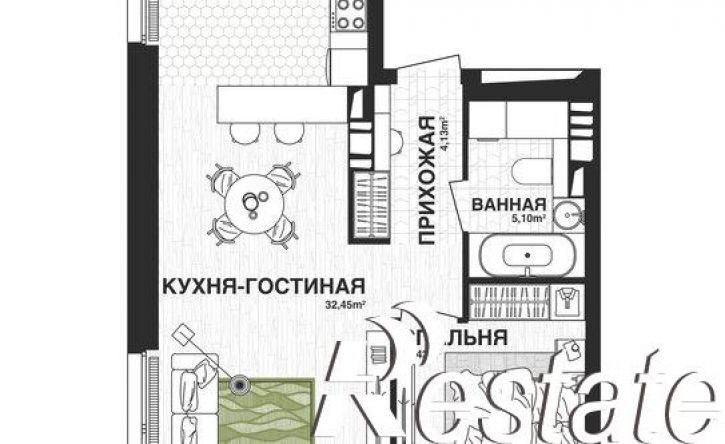 1-комн квартира в новом доме Парковый переулок, 3,  д. 3