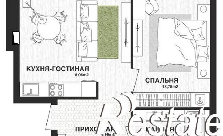 1-комн квартира в новом доме Парковый переулок, 3,  д. 3