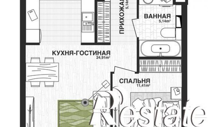 1-комн квартира в новом доме Парковый переулок, 3,  д. 3