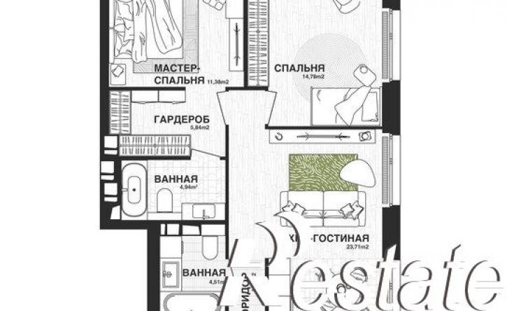 2-комн квартира в новом доме Парковый переулок, 3,  д. 3