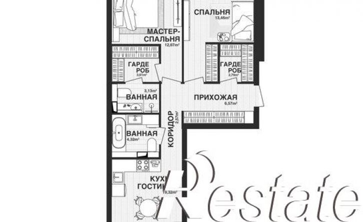2-комн квартира в новом доме Парковый переулок, 3,  д. 3