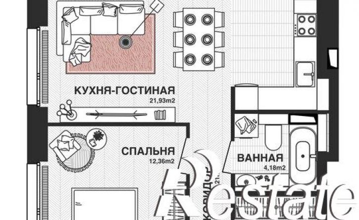 1-комн квартира в новом доме Парковый переулок, 3,  д. 3