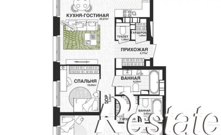 3-комн квартира в новом доме Парковый переулок, 3,  д. 3