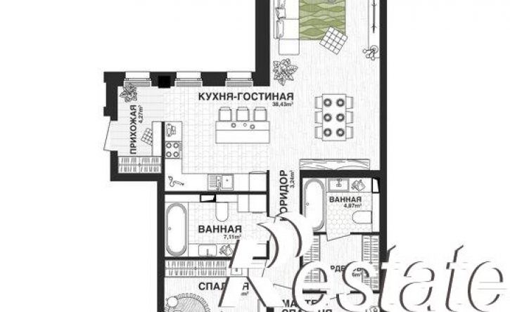 2-комн квартира в новом доме Парковый переулок, 3,  д. 3