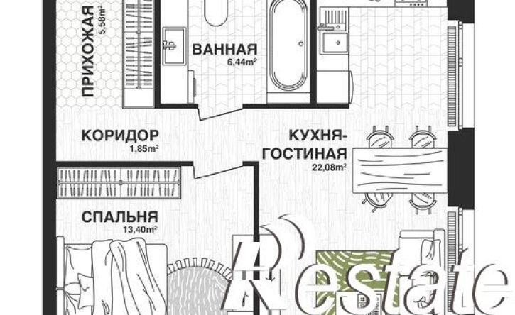 1-комн квартира в новом доме Парковый переулок, 3,  д. 3