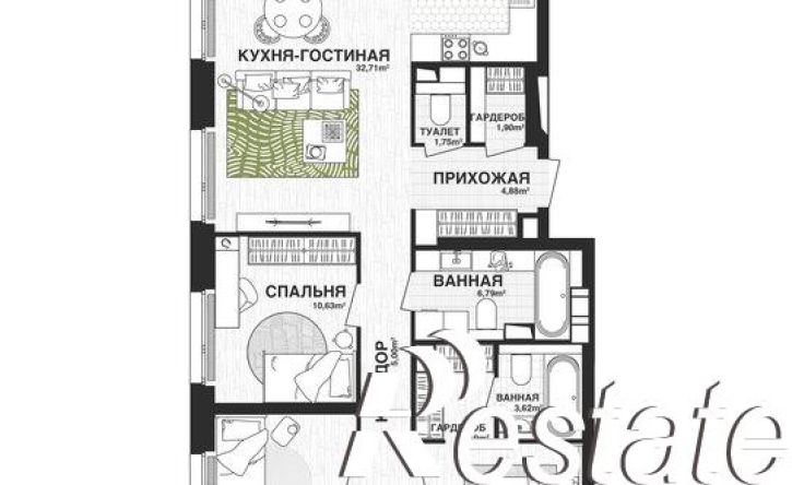 3-комн квартира в новом доме Парковый переулок, 3,  д. 3