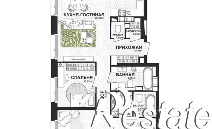 3-комн квартира в новом доме Парковый переулок, 3,  д. 3