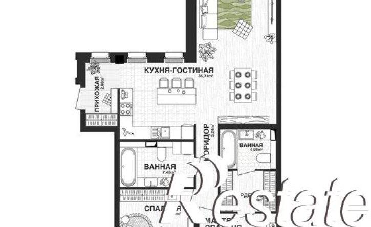 2-комн квартира в новом доме Парковый переулок, 3,  д. 3