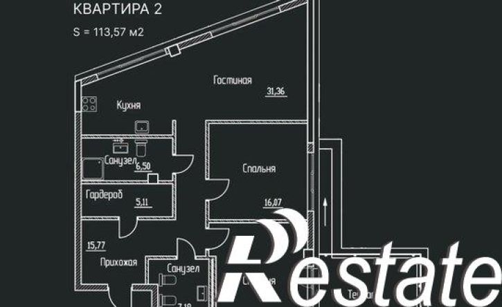 3-комн квартира в новом доме Межевая улица, 2,  д. 2